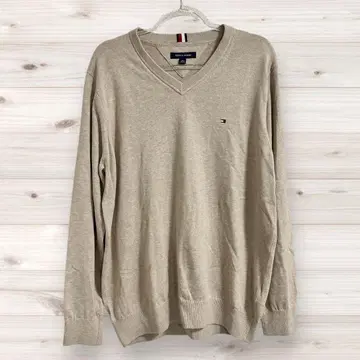 새상품급 TOMMY HILFIGER 코튼 니트 XL 베이지 V넥