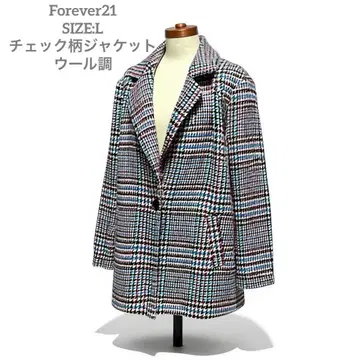 Forever21 울 체크 무늬 자켓