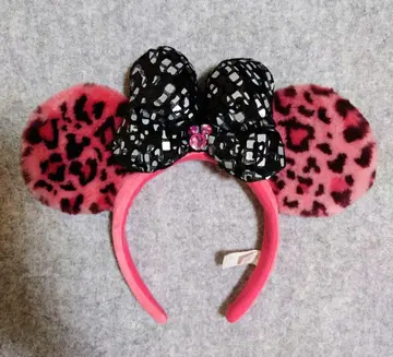 [ 도쿄 디즈니 리조트 ] 미니 레오파드 무늬 머리띠 핑크
