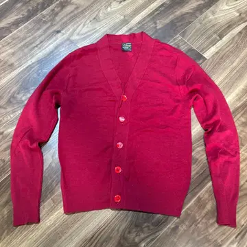 루트로와 울 100% 빨간색 가디건 L