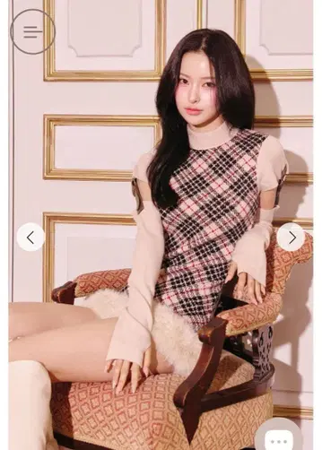 벨티드 격자 무늬 퍼 미니 원피스 randy