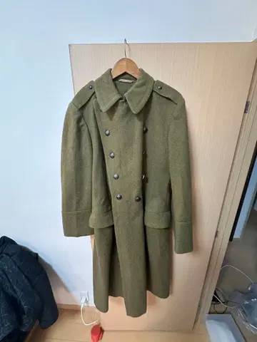 루마니아군 울 롱 코트 빈티지