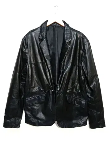 블랙 가죽 테일러드 자켓 싱글 브레스티드