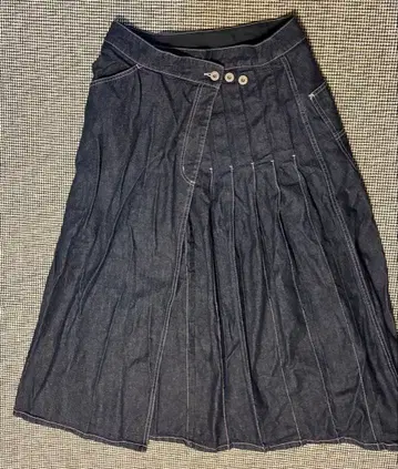 [ BEAMS BOY ] 랩 플리츠 스커트 사이즈 2 인디고