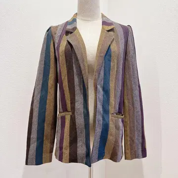 스트라이프 디자인 싱글 브레스 자켓