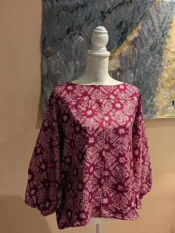 순수 실크 총조임 기모노 리메이크 상의 풀오버 7부 소매