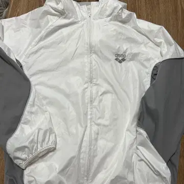 나일론 자켓 풀 집업 후드 부착 화이트/그레이