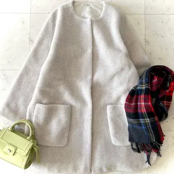 새상품급 미라 오웬 노카라 셔츠 커브 보아 자켓 아이보리