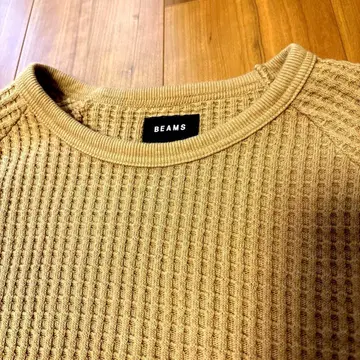 BEAMS 남성용 L 사이즈 긴팔 와플 T셔츠