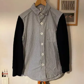 stopover 스트라이프 절개 니트 긴팔 셔츠