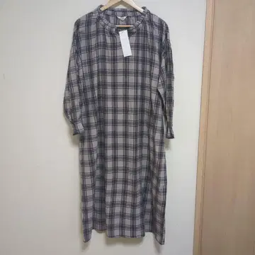 미사용 택 포함 사만사 모스모스 체크 무늬 긴팔 원피스 프리 사이즈