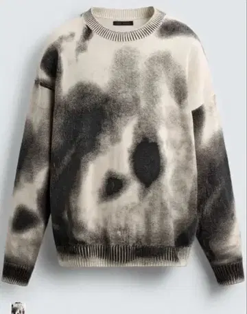 미사용 새상품 ZARA 워시드 추상 패턴 스웨터 크루넥 스웨터