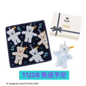 슈타이프 페이러 테디베어 손수건 키링 키링 세트