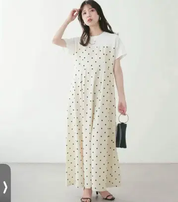 natural couture 도트 레이어드 스타일 컷 조젯 원피스