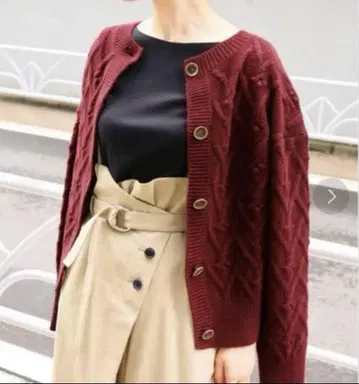 IENA 이에나 보르도 나무 열매 2way 니트 가디건 캐시미어 혼방