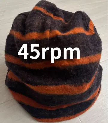 45rpm 융모 울 니트 캡 보더 무늬 비니 모자