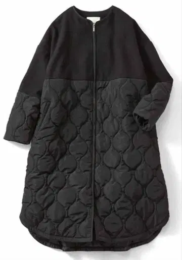 IEDIT 울 혼방 멜톤 사용의 고급스러운 액티브 퀼팅 코트 블랙 MP