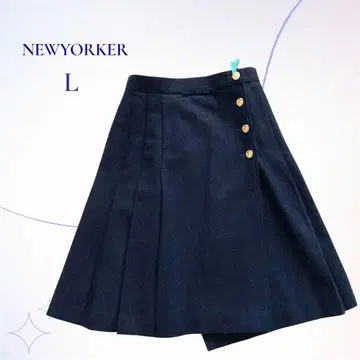 [ 새상품급 ] 뉴요커 / 플리츠 스커트 울 블렌드 골드 버튼 일본제