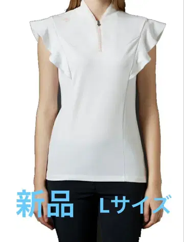 새상품 택 포함 데상트 골프 여성용 사슴 무늬 플레어 슬리브 반팔 셔츠