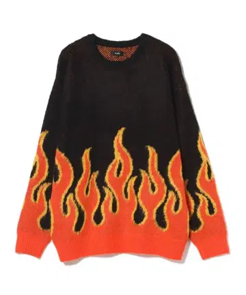 BEAMS 7 게이지 파이어 샤기 크루넥 니트