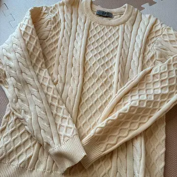 NANO UNIVERSE 케이블 니트 스웨터 크림 아이보리