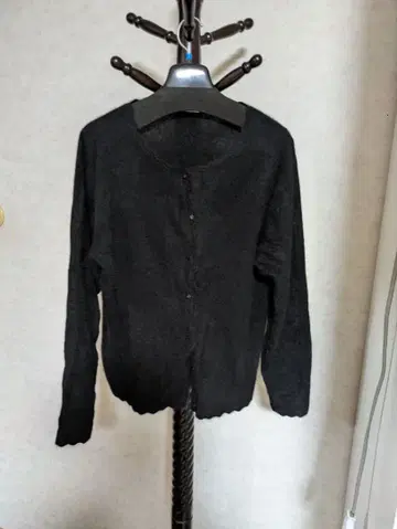 캐시미어 100% 블랙 가디건 긴팔 버튼 포함