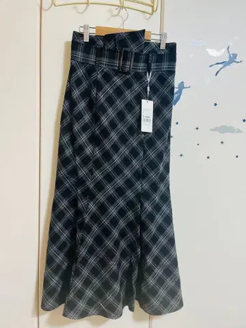 체크 무늬 머메이드 스커트