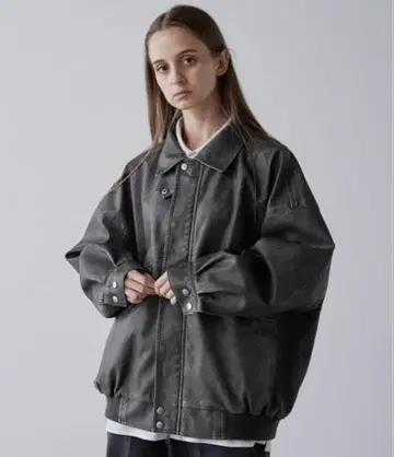 [ CLEL ] 빈티지 디자인 인조 가죽 블루종