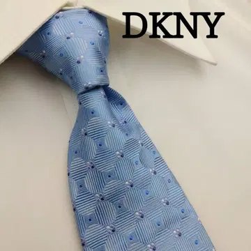 DKNY 고급 실크 넥타이 올 패턴 라이트 블루