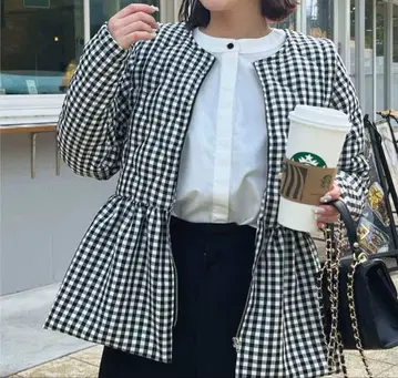 깅엄 체크 플레어 자켓