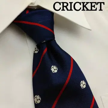 크리켓 고급 실크 넥타이 스트라이프 패턴 네이비