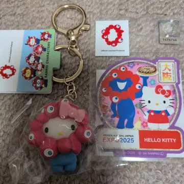 산리오 키티 미야쿠미야쿠 입체 마스코트 컬러 키링 스티커 포함