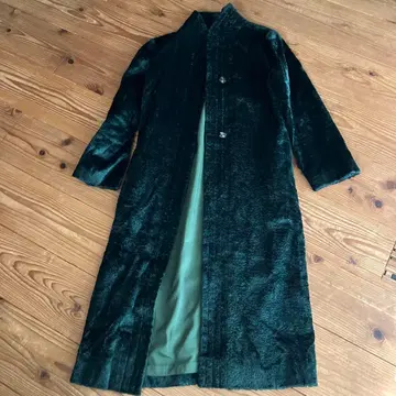 새상품급 다크 그린 벨벳 롱 코트