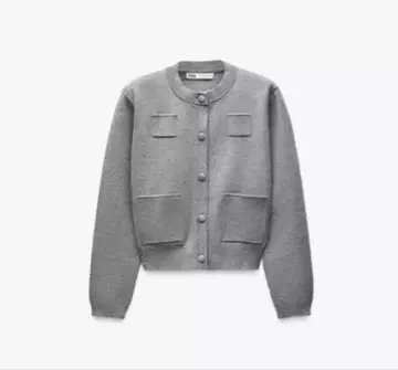 ZARA 플레인 니트 자켓 패디드 숄더