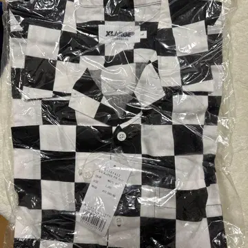 엑스라지 피케 셔츠 체크 무늬 피케 셔츠 L 사이즈 화이트/블랙