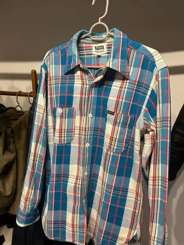 Pherrow's 플란넬 셔츠 M 파랑 빨간색 화이트 체크