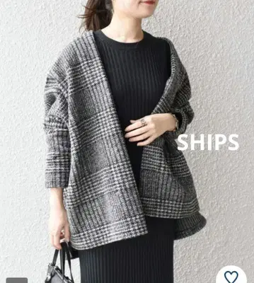 [새상품급] SHIPS 쉽스 이탈리아 체크 숏 겉옷 가디건