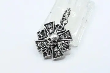 새상품급 딜 디자인 크로스 스컬 목걸이 탑 지르코니아