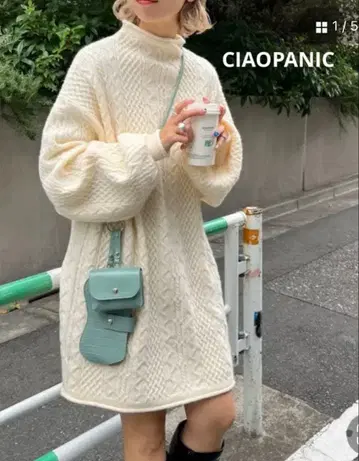 백 오픈 케이블 니트 튜닉 원피스 원피스 CIAOPANIC