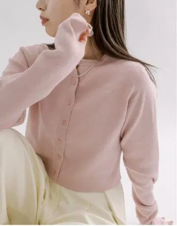 mline 로고 자수 가디건