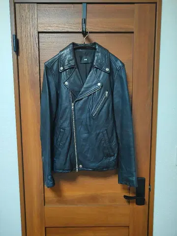 HARE 블랙 더블 라이더 자켓 가죽