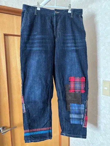 패치워크 디자인 데님 팬츠