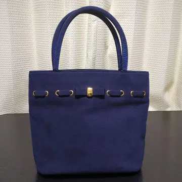 WAKO 와코 포멀 핸드백 토트백 리본 네이비