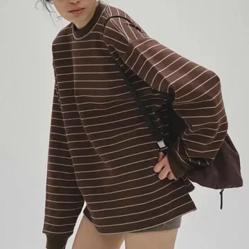 투데이풀 TODAYFUL Border Long T셔츠 초코