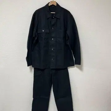 [ 무인양품 ] 카포크 혼방 캔버스 와이드 팬츠 커버올 블랙