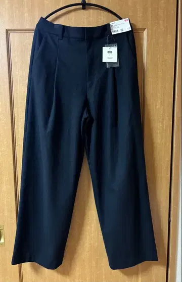 미사용 새상품 UNIQLO 브러쉬드 저지 턱 와이드 팬츠 네이비 L