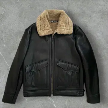 [ 최종 가격 인하 ] ZARA B-3 플라이트 자켓 인조 가죽 보아 M