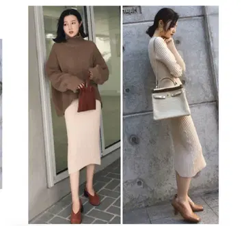 리브 니트 원피스 베이지 심플 시착만 한 상품