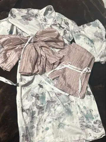 꽃무늬 유카타 오비 세트 슬립 드레스