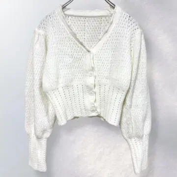 그레일 GRL 레이스 니트 크롭 가디건 M [ i493
